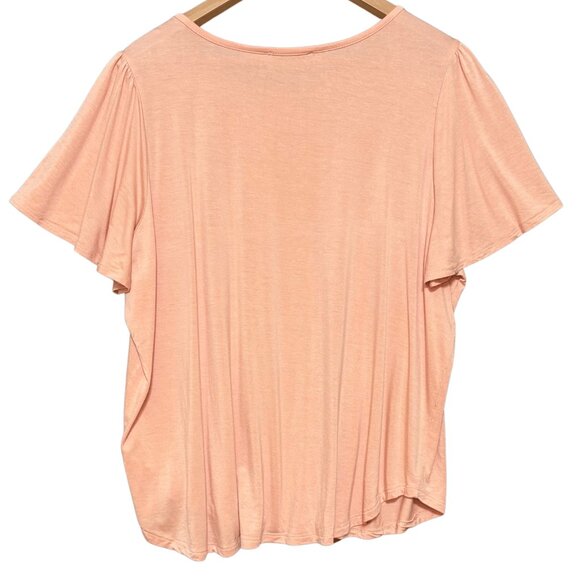 Nine West Womens Flutter Sleeve Top Peach X-Large Lightweight Stretchy T-Shirt‎ - Picture 8 of 8